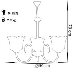 لوستر چشمه نور 3 شعله کد A856/3G-O طلایی (کریستال دار) - دکورشاپ