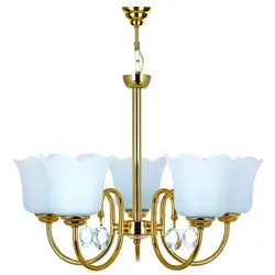 لوستر چشمه نور 5 شعله کد A856/5G-O طلایی (کریستال دار) - دکورشاپ