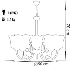 لوستر چشمه نور 5 شعله کد A856/5G-O طلایی (کریستال دار) - دکورشاپ