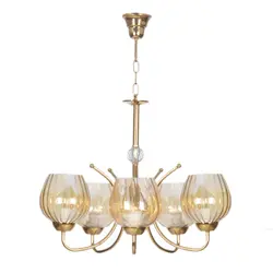 لوستر 5 شعله چشمه نور کد A806/5-G طلایی - دکورشاپ فروشگاه آنلاین لوستر