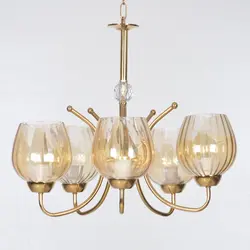 لوستر 5 شعله چشمه نور کد A806/5-G طلایی - دکورشاپ فروشگاه آنلاین لوستر