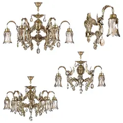 لوستر 6 شعله چشمه نور کد C2135/3+3-A آنتیک