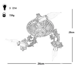 لوستر سقفی چشمه نور 3 شعله مدل S3586/3-A آنتیک