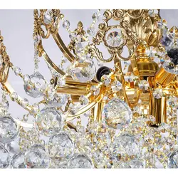 لوستر کریستالی 15 شعله چشمه نور کد H6645/10G طلایی - دکورشاپ فروشگاه آنلاین لوستر