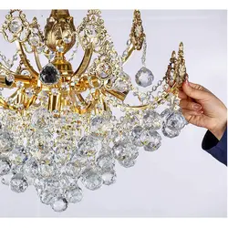 لوستر کریستالی 15 شعله چشمه نور کد H6645/10G طلایی - دکورشاپ فروشگاه آنلاین لوستر