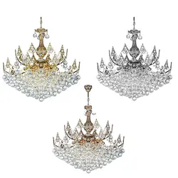 لوستر کریستالی 15 شعله چشمه نور کد H6645/10G طلایی - دکورشاپ فروشگاه آنلاین لوستر