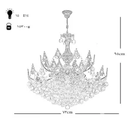 لوستر کریستالی 15 شعله چشمه نور کد H6645/10G طلایی - دکورشاپ فروشگاه آنلاین لوستر