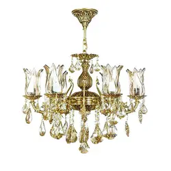 لوستر آویز آلومینیومی چشمه نور 6 شعله کد S3569/6-B برنز - دکورشاپ فروشگاه آنلاین لوستر