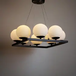 لوستر 8 شعله چشمه نور کد A1254/8-BK.WT مشکی - دکورشاپ