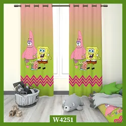 خرید پرده کودک طرح باب اسفنجی و پاتریک  کد W4251 - دکوشنل
