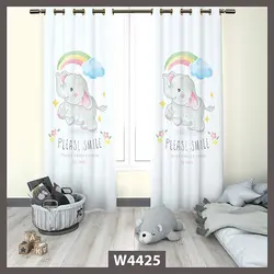خرید پرده کودک بچه فیل و رنگین کمان کد W4425 - دکوشنل
