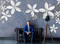 پوستر شکوفه های سفید با نگین نقره ای کد P0321 - دکوشنل