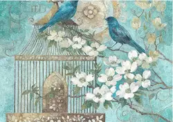 پوستر نقاشی پرندگان روی شاخه و قفس کد P0325 - دکوشنل