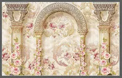 قیمت و خرید پوستر ستون رومی با گل صورتی کد R-14 - دکوشنل