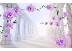 خرید پوستر راهرو با گل های بنفش کد P0366 - دکوشنل