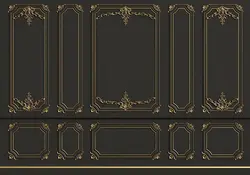 قیمت و خرید پوستر مشکی طلایی مدل گچبری کد P0381 - دکوشنل