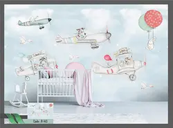 خرید پوستر کارتونی حیوانات سوار هواپیما کد R-143 - دکوشنل