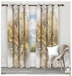 خرید پرده مدل پانچی با طرح برگ کد FL1108 - دکوشنل