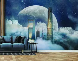 خرید پوستر ماه و ساختمانهای بلند کد PA411 - دکوشنل