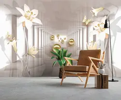 خرید پوستر حباب های طلایی و گل لیلیوم کد PA154 - دکوشنل