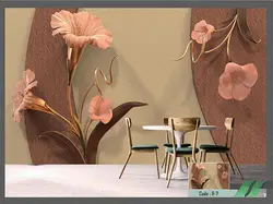 پوستر دیواری گل نیلوفر پیچ با رنگ بژ کد R-7 - دکوشنل