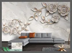 خرید پوستر گل های برجسته با زمینه ماربل کد R-4 - دکوشنل