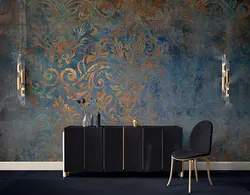 خرید پوستر طرح داماسک با زمینه آبی نفتی کد P0455 - دکوشنل