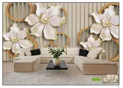 خرید پوستر سه بعدی گل و حلقه های چوبی کد PG-103 - دکوشنل