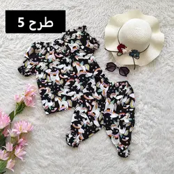 ست بلوز شلوارک نخی *