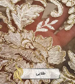 پارچه دانتل قیطون‌دوزی امبرودری (گل‌دوزی شده) - دکتر پارچه | بازار خرید آنلاین پارچه