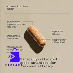 کپسول گیاهی آهک آمینیو ساپورت کینوکو پلاتینیوم 750 میلی گرم | Quality of Life Premium Kinoko Platinum AHCC Herbal Supplement, 750mg - فاپلازا