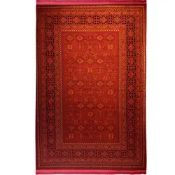 گبه فرش ترکمن طرح خطگرد 500 شانه زعفرانی کد 2012