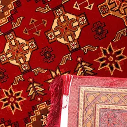 گبه فرش ترکمن طرح بهارستان لاکی 500 شانه کد 8018