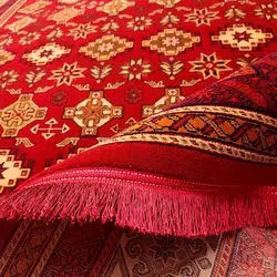 گبه فرش ترکمن طرح بهارستان لاکی 500 شانه کد 8018