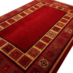 فرش گبه قشقایی طرح کتیبه لاکی 700 شانه کد 9017