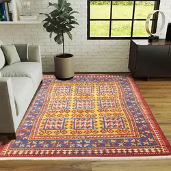 گبه طرح خشتی بروجن رنگ لاکی کد 100309 1000 شانه