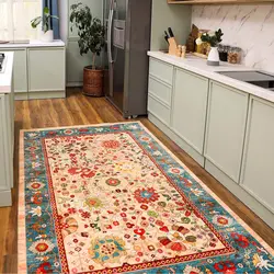 فرش گبه طرح گل آفتابگردان رنگ نخودی کد 900403