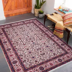 فرش گبه طرح حاشیه دار نایین رنگ بژ کد 100363