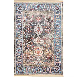 فرش گبه طرح هندی نیلکامل رنگ خاکستری کد 900406