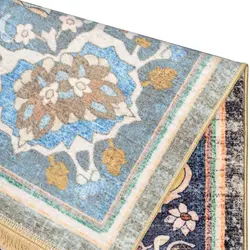فرش گبه طرح هندی نیلکامل رنگ خاکستری کد 900406
