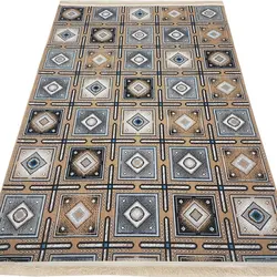 گلیم فرش طرح خشتی لوزی مربعی 320 شانه کد 610501