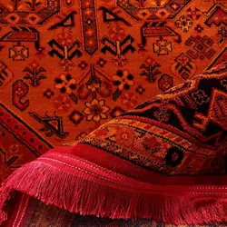 گبه فرش قشقایی طرح نقش جهان رنگ زعفرانی کد 2003