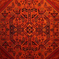 گبه فرش قشقایی طرح نقش جهان رنگ زعفرانی کد 2003