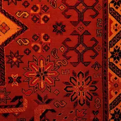 گبه فرش قشقایی طرح زینت رنگ زعفرانی کد 2001