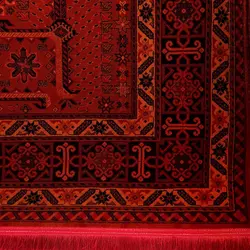 گبه فرش قشقایی طرح زینت رنگ زعفرانی کد 2001