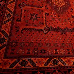 گبه فرش قشقایی طرح زینت رنگ زعفرانی کد 2001