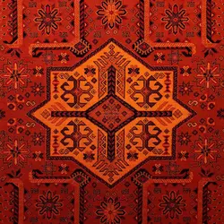 گبه فرش قشقایی طرح زینت رنگ زعفرانی کد 2001