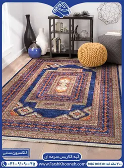 فرش گبه کلاریس سنتی زمینه سرمه ای 700 شانه کد: 7100330