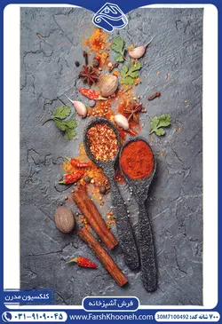 فرش طرح آشپزخانه ادویه های هندی 700 شانه کد: 7100492