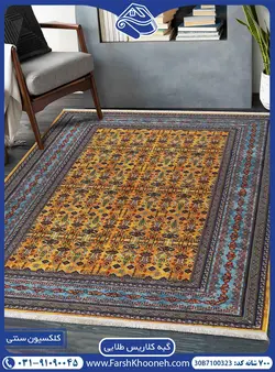 فرش گبه سنتی زمینه طلایی 700 شانه کد: 7100323